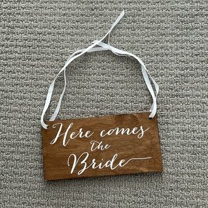 Here comes the bride wooden sign